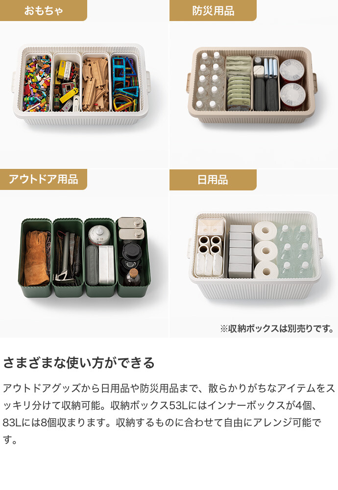 幅36 収納 カラーボックス コンテナボックス インナーボックス 収納ボックス 整理ボックス 小物入れ 雑貨収納 6L 日本製 フタ付き 屋外 積み重ね スタッキング 耐久性 頑丈 軽量 ライクイット キャンプ アウトドア 防災 ホワイト [2]