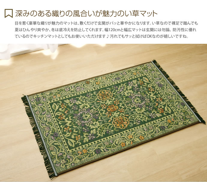 【70×120cm】 玄関マット 玄関 マット ドアマット エントランス 室内 長方形 キッチンマット キッチン マット 台所 国産 滑り止め 抗菌 消臭 厚手 防汚 北欧 モダン ナチュラル シンプル レトロ 和風 アジアン い草 Vivian ブルー [2]