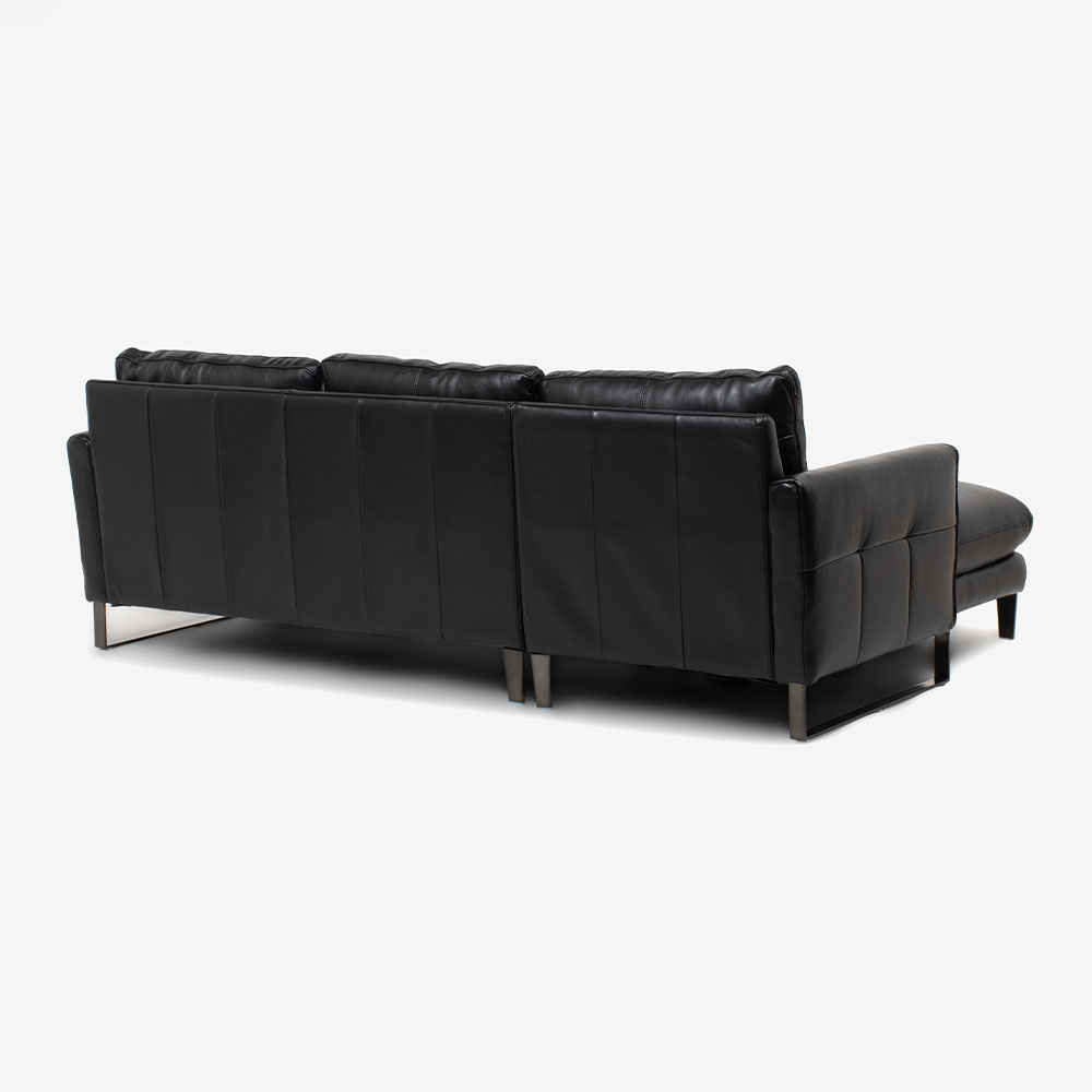 カウチソファ 向かって左カウチ「L/S 58N（エルエス58）」 革#J-023C ブラック色 [3]