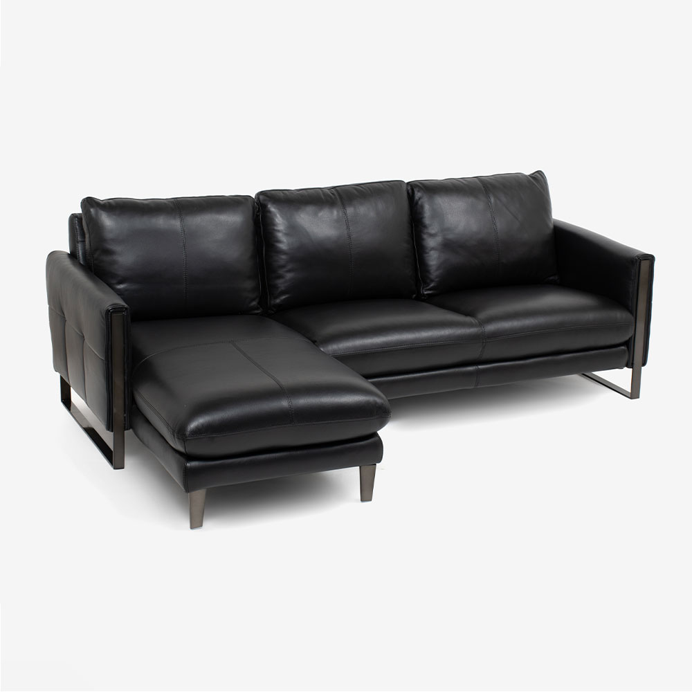 カウチソファ 向かって左カウチ「L/S 58N（エルエス58）」 革#J-023C ブラック色 [4]