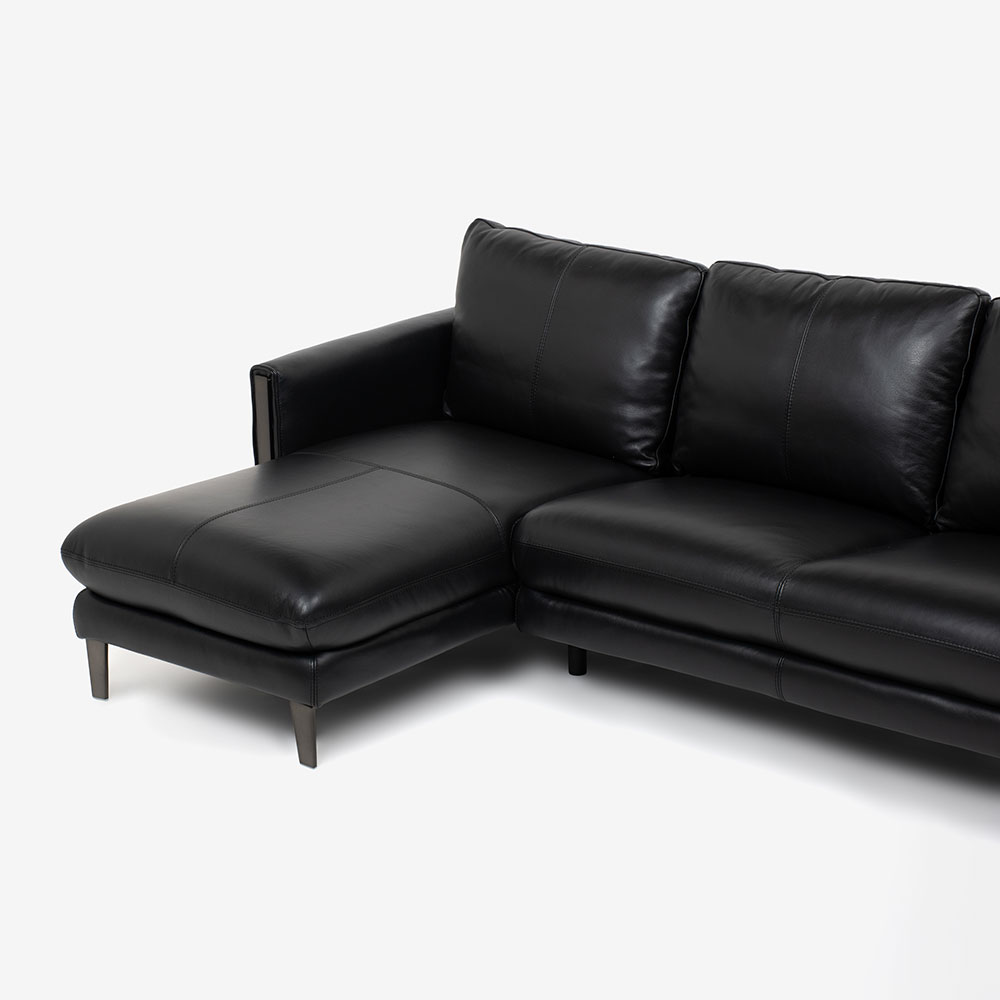 カウチソファ 向かって左カウチ「L/S 58N（エルエス58）」 革#J-023C ブラック色 [5]