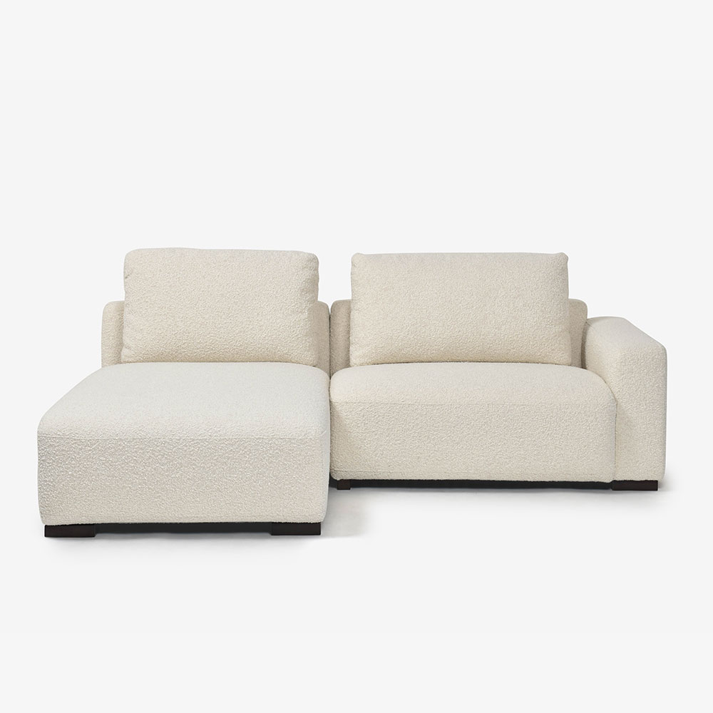 FaBBRica（ファブリカ）カウチソファ2点セット「FA-0598（1.75ER-1.5COUNA）」片肘チェア大 向かって右肘+アームレスカウチ  幅214cm 布#FA-5 BMO-02 クリーム色 [2]