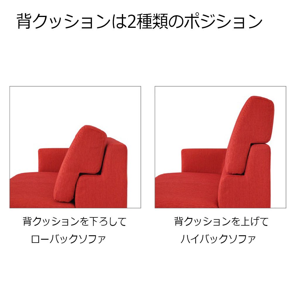 コーナーソファ「アレッタ2」片肘ラブソファ向って右肘+コーナーラブソファ向って左肘 カバーリング仕様 布#eu-2/J228 レッド色 脚部ダークブラウン色【受注生産品】 [3]