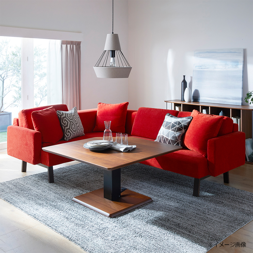 コーナーソファ「アレッタ2」片肘ラブソファ向って右肘+コーナーラブソファ向って左肘 カバーリング仕様 布#eu-2/J228 レッド色 脚部ダークブラウン色【受注生産品】 [4]