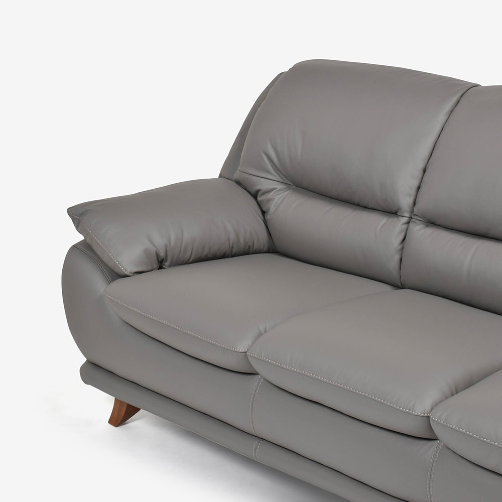 ソファ 3人掛け「オースチンKD」幅207cm  革#H/S-042E エレファントグレー色 脚部全6種類 [3]