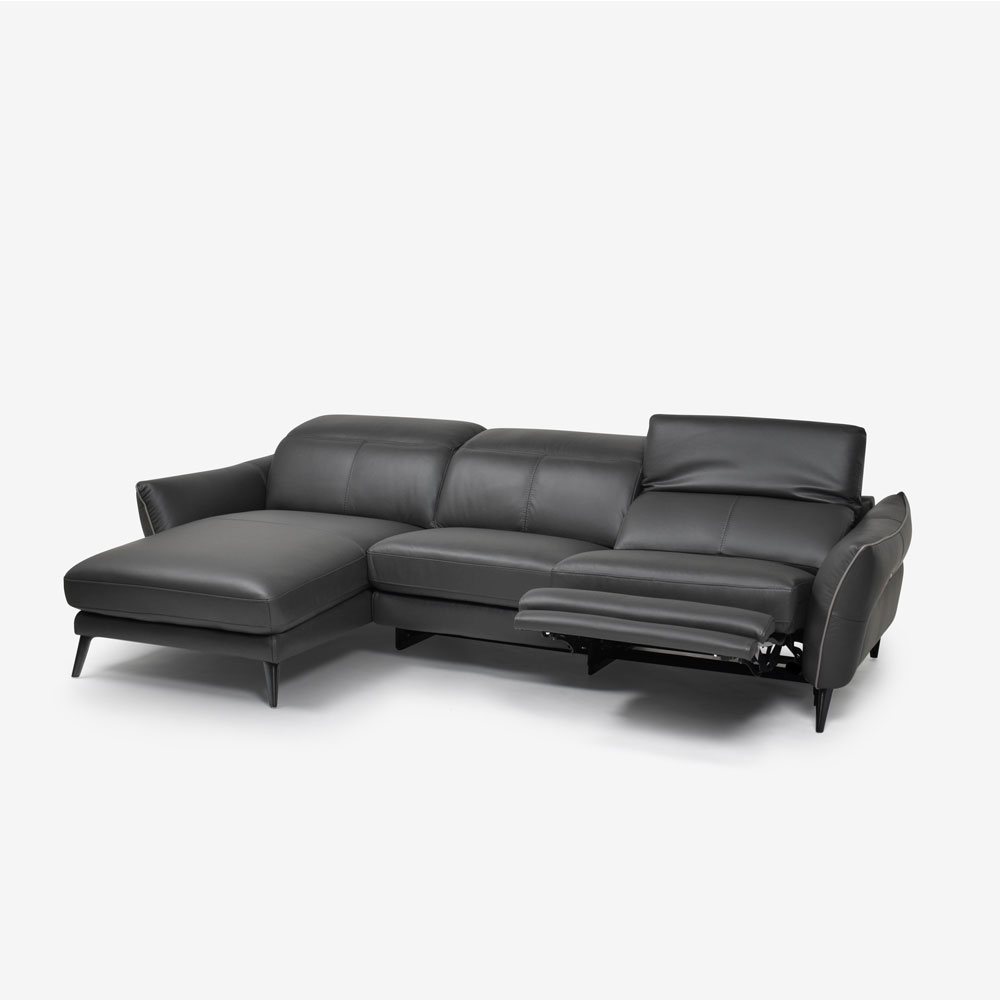 電動リクライニング カウチソファ 向かって左カウチ「L/S Motion 62（エルエスモーション62）」革シェールグレー色 #H-517E [5]