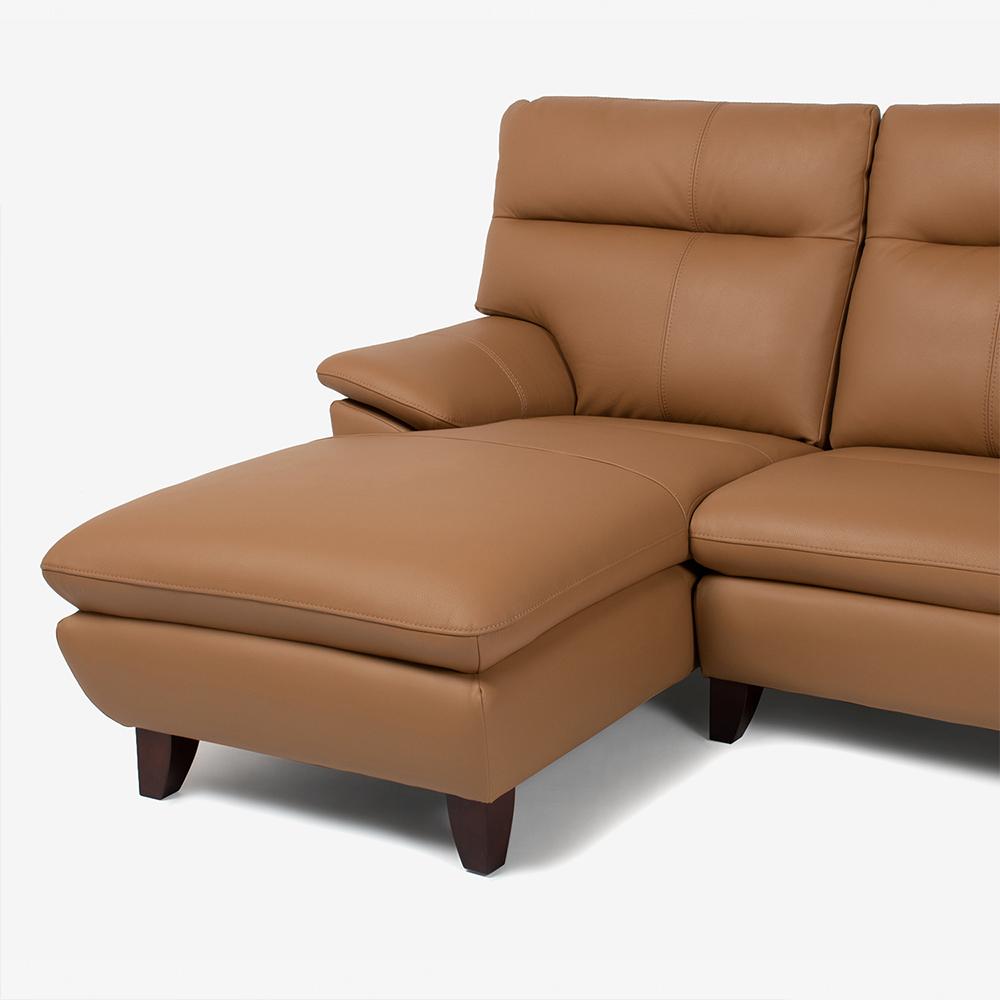 カウチソファ 向って左カウチ「ルーニー SD-344」幅222cm 半革キャメル色 #M-02 [5]
