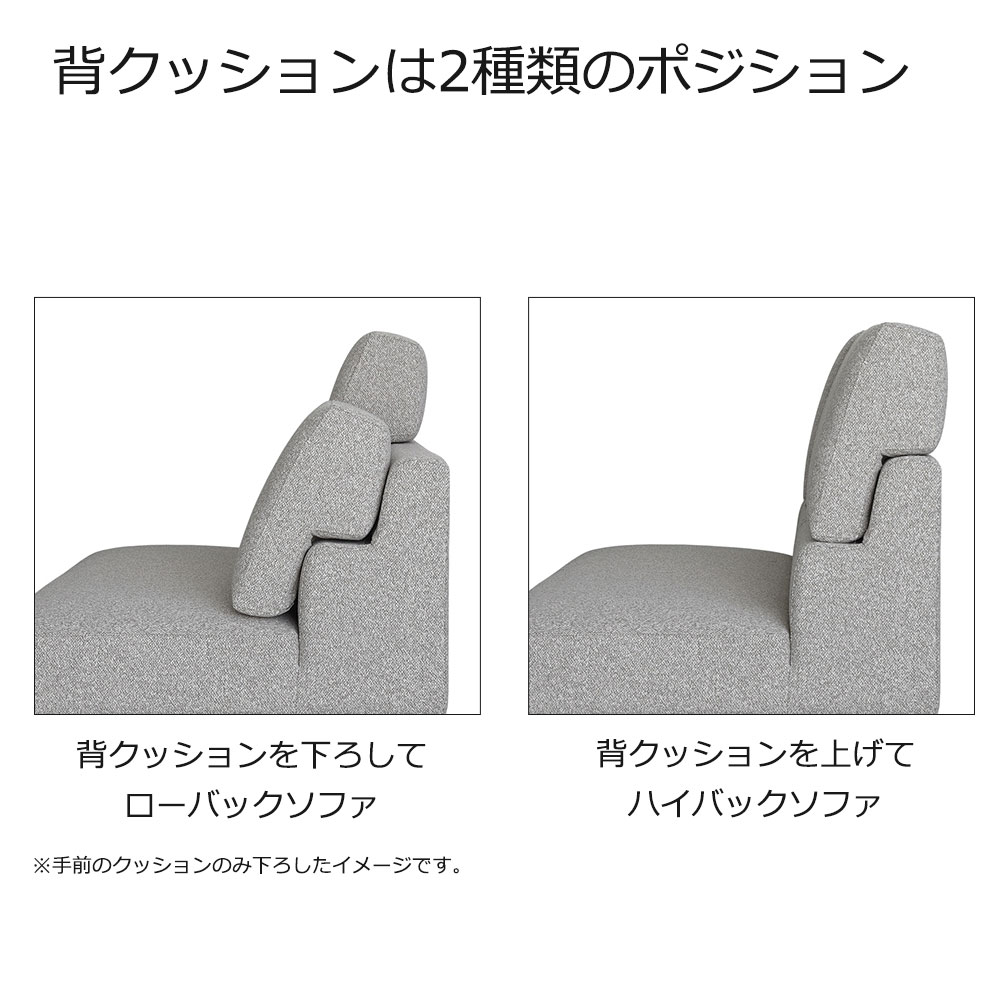 コーナーソファ「アレッタ2」アームレスラブソファ＋片肘ラブソファ（向って左肘） カバーリング仕様 布#eu-2/J241LGL ライトグレー色 脚部ダークブラウン色 [3]