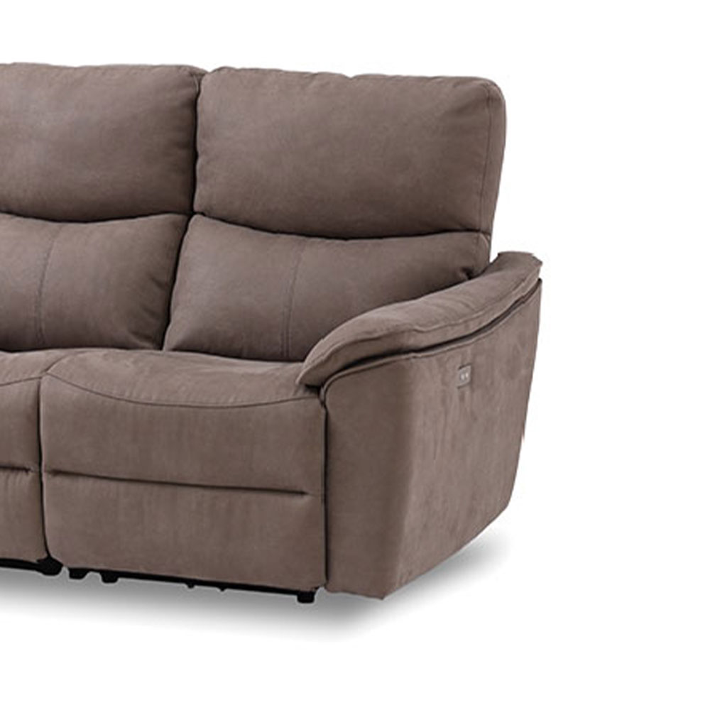 電動リクライニングカウチソファ 座って左カウチ「ELDORADO エルドラド」テーブル付 幅218cm プライムレザーテックス＃PLT112 ヨーロピアングレー色 [4]