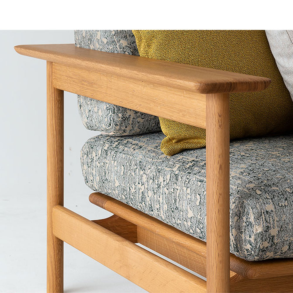 飛騨産業 ソファ 2.5人掛け「SATSUKI -サツキ- FP105WLN」幅180cm ホワイトオーク材 OU色 布＃EこもれびBE【受注生産品】 [4]