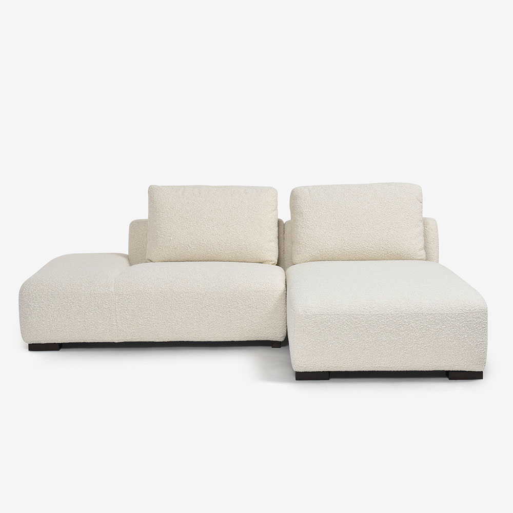 FaBBRica（ファブリカ）カウチソファ2点セット「FA-0598（1.5ELT-1.5COUNA）」カウチ背無し向かって左肘+アームレスカウチ 幅234cm 布#FA-5 BMO-02 クリーム色 [2]