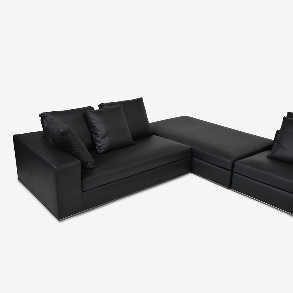 erba（エルバイタリア）コーナーソファ4点「ビアモンテナポレオーネ」向かって右カウチ 革ブラック ARREDO300 [4]