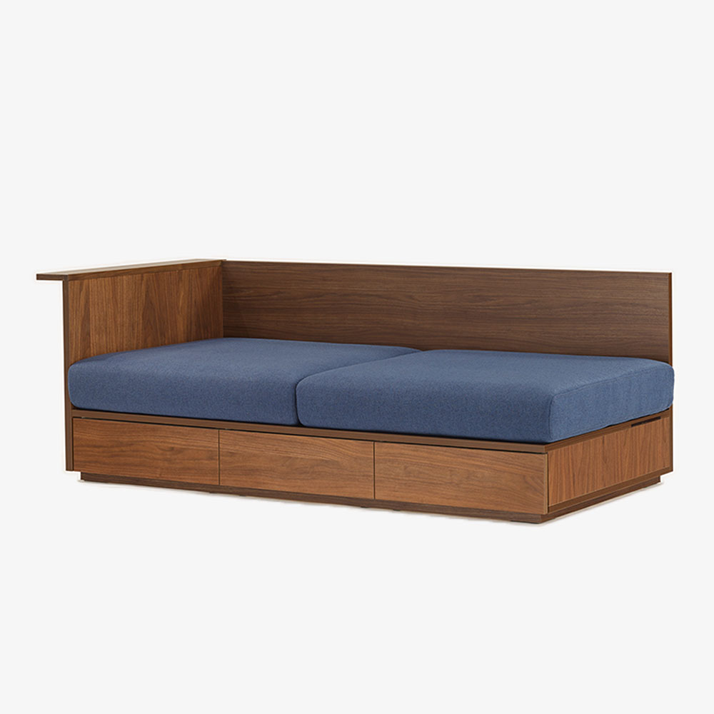 デイベッド 向って左肘「TAIDA（タイダ）」幅176.4cm 布 ネイビー色 [4]