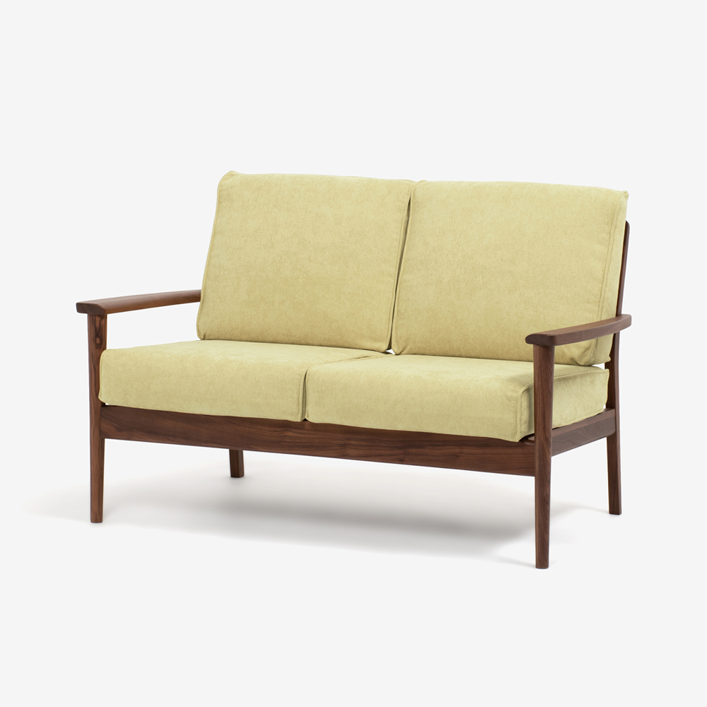 ラブソファ「シネマN2」幅128.5cm ウォールナット材 カバーリング仕様 布全9色 [2]