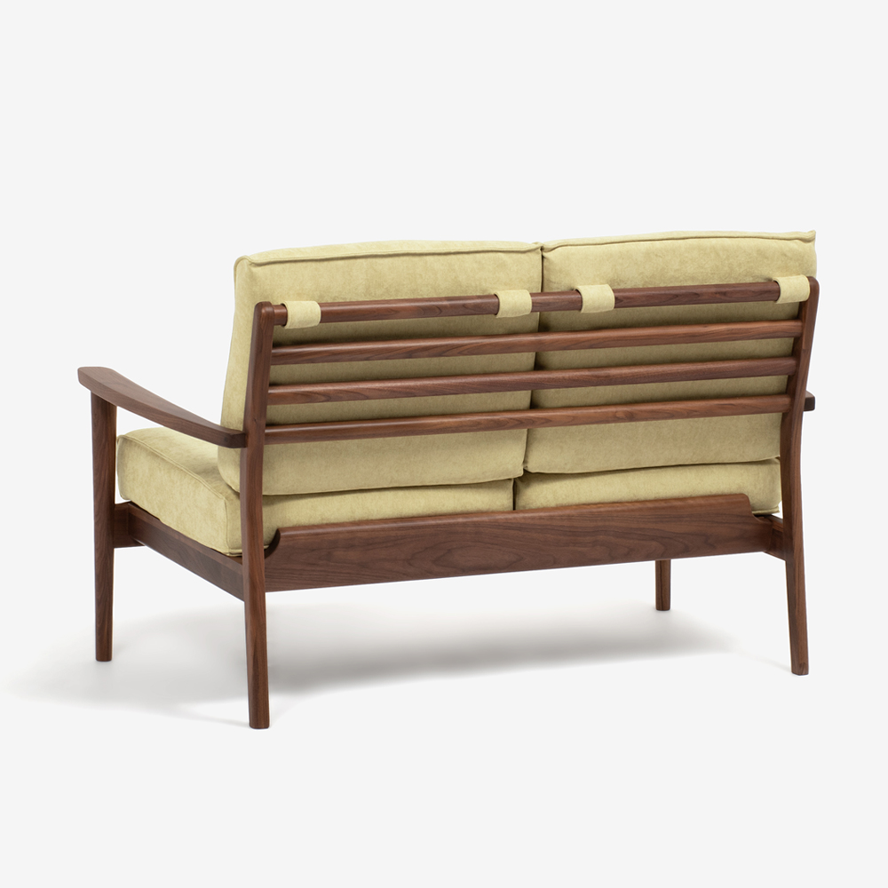 ラブソファ「シネマN2」幅128.5cm ウォールナット材 カバーリング仕様 布全9色 [3]