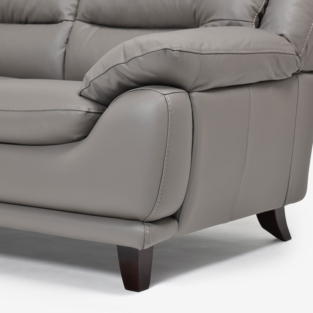 ラブソファ 2人掛け「オースチンKD」幅156cm 革#H/S-042E エレファントグレー色 脚部全6種類 [4]