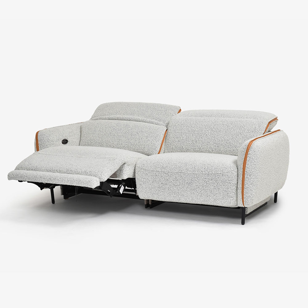 FaBBRica（ファブリカ）電動ソファ「FA-0587」幅196cm 布#FA-5 BMO-03 ミッドナイト色　革#FA-NP 606E ハニーイエロー色 [5]