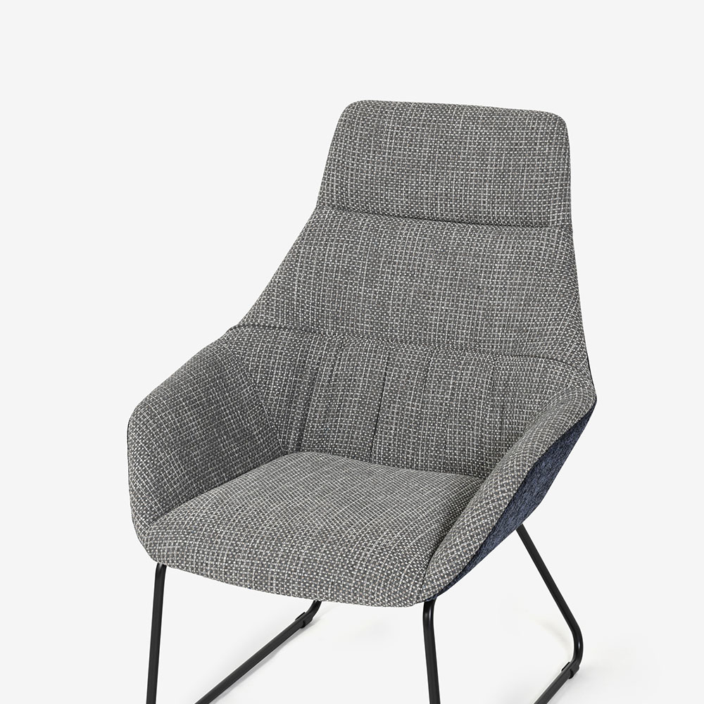 ラウンジチェア「OP13（オプティオ13）ハイタイプ」布#3クレオGR/#2リップルNV【受注生産品】 [5]