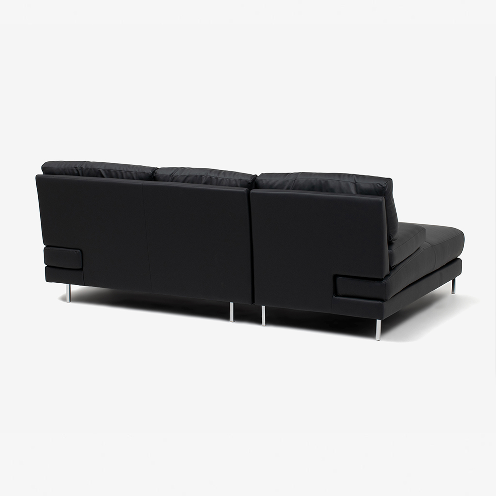 カウチソファ 向って左カウチ「ベローナ2」ソフトレザーブラック色 #C500S 脚部全2タイプ [5]