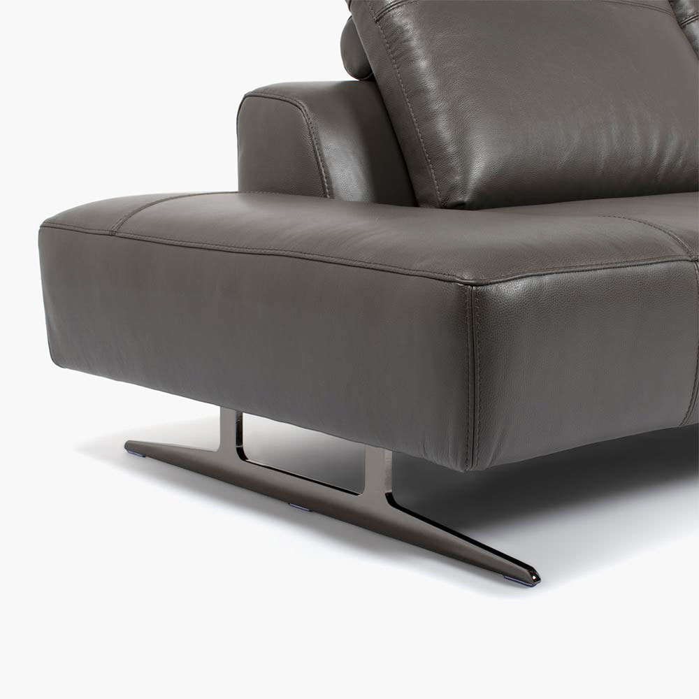 コーナーカウチソファ 3点セット「L/S 59（エルエス59）」301x287cm カウチ背無し小（向って左肘）+コーナーチェア+片肘ソファ向って右肘 革グラファイト色 #J-112E [4]