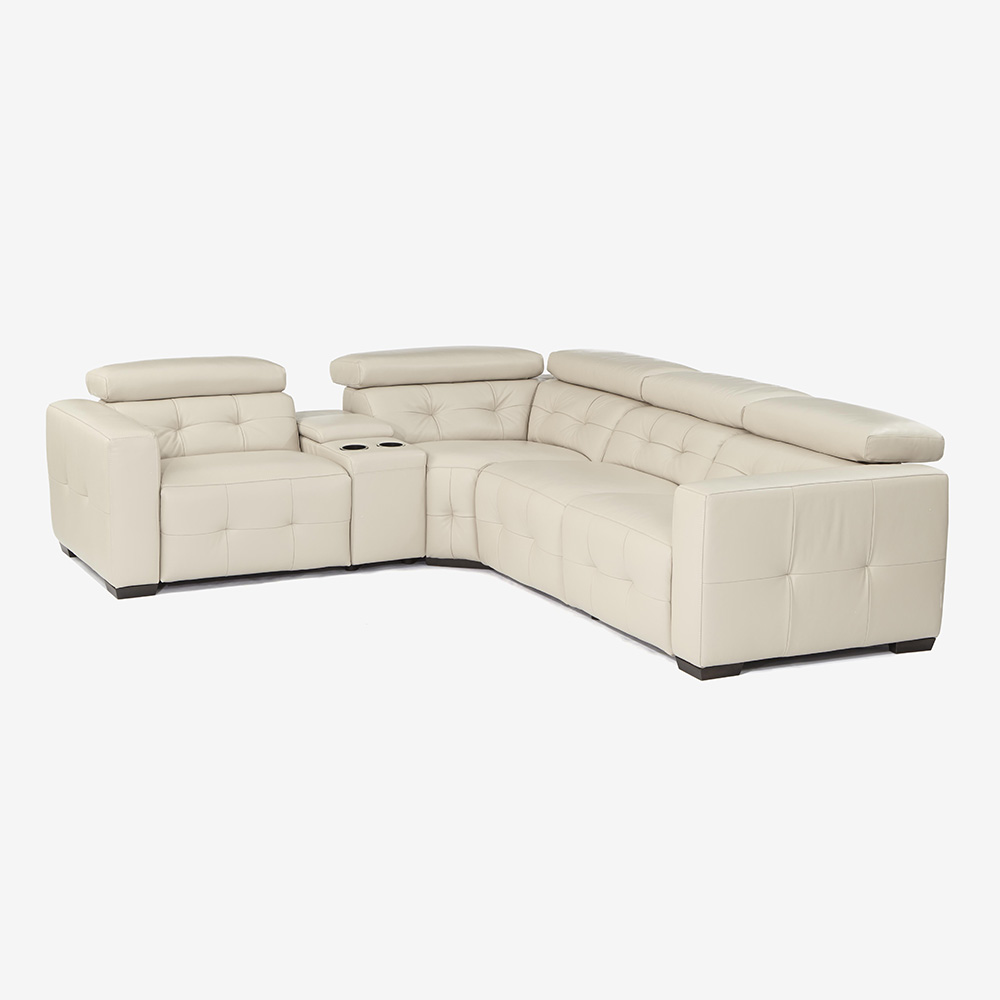 電動リクライニングコーナーソファ5点セット「L/S Motion 39N（エルエスモーション39）」革#J オイスターグレー色 [2]