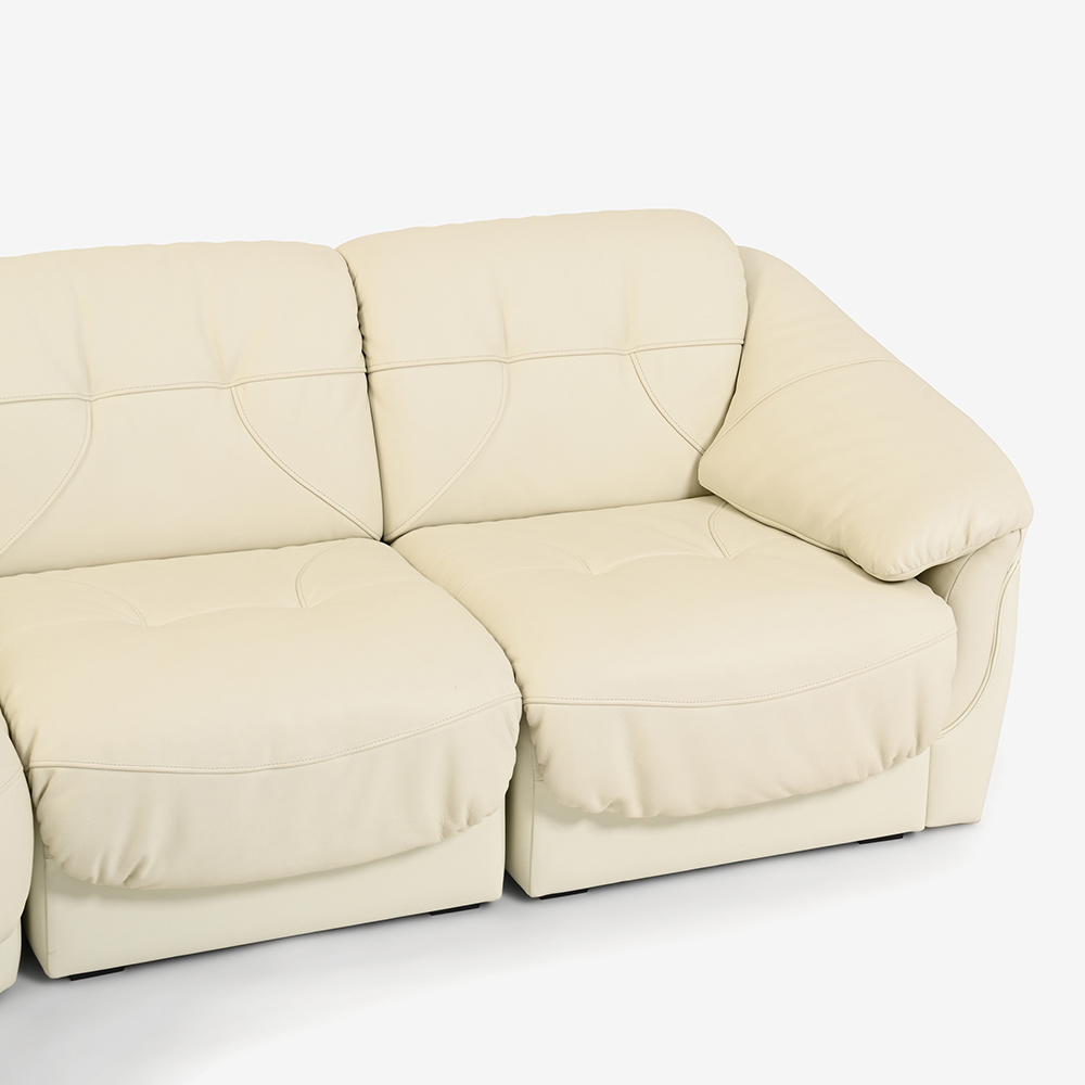 コーナーソファ5点「エントリー」半革アイボリー #No.107 [5]