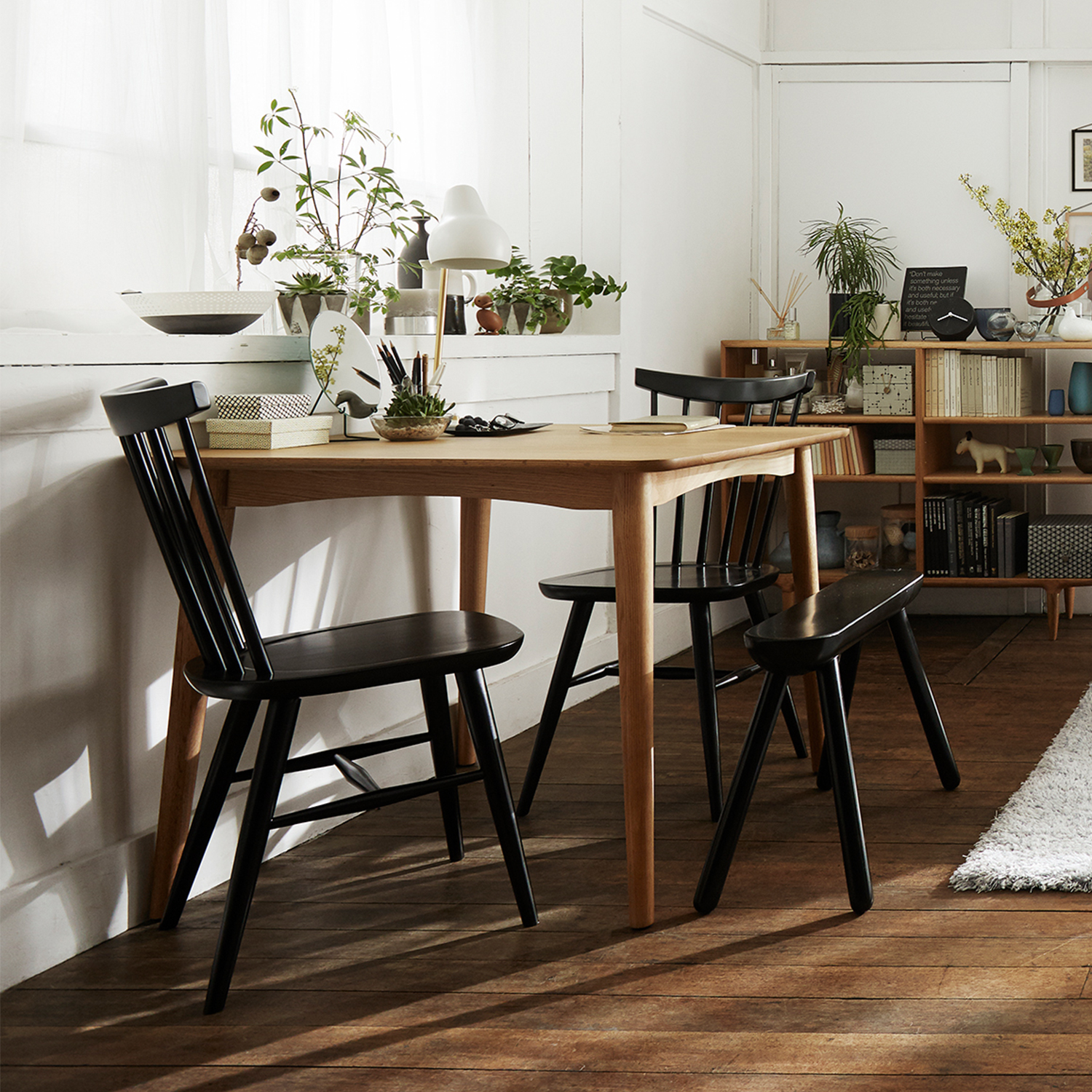 ダイニングテーブル「シネマ3」 正方形 幅85cm レッドオーク材 ホワイトオーク色【セール対象品のため8%OFF】 [4]