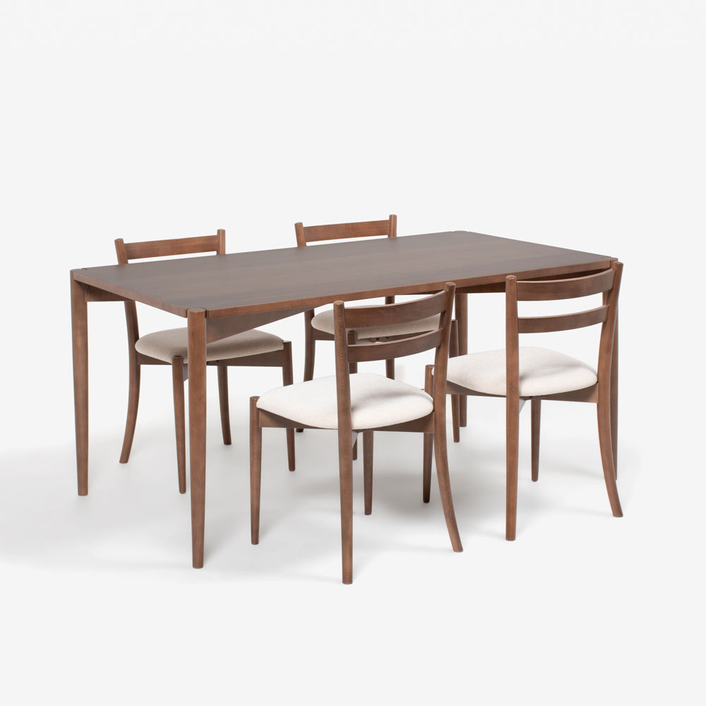 秋田木工 ダイニングテーブル「リュッケ」幅150cm ブナ材 ウォールナット材色 [5]