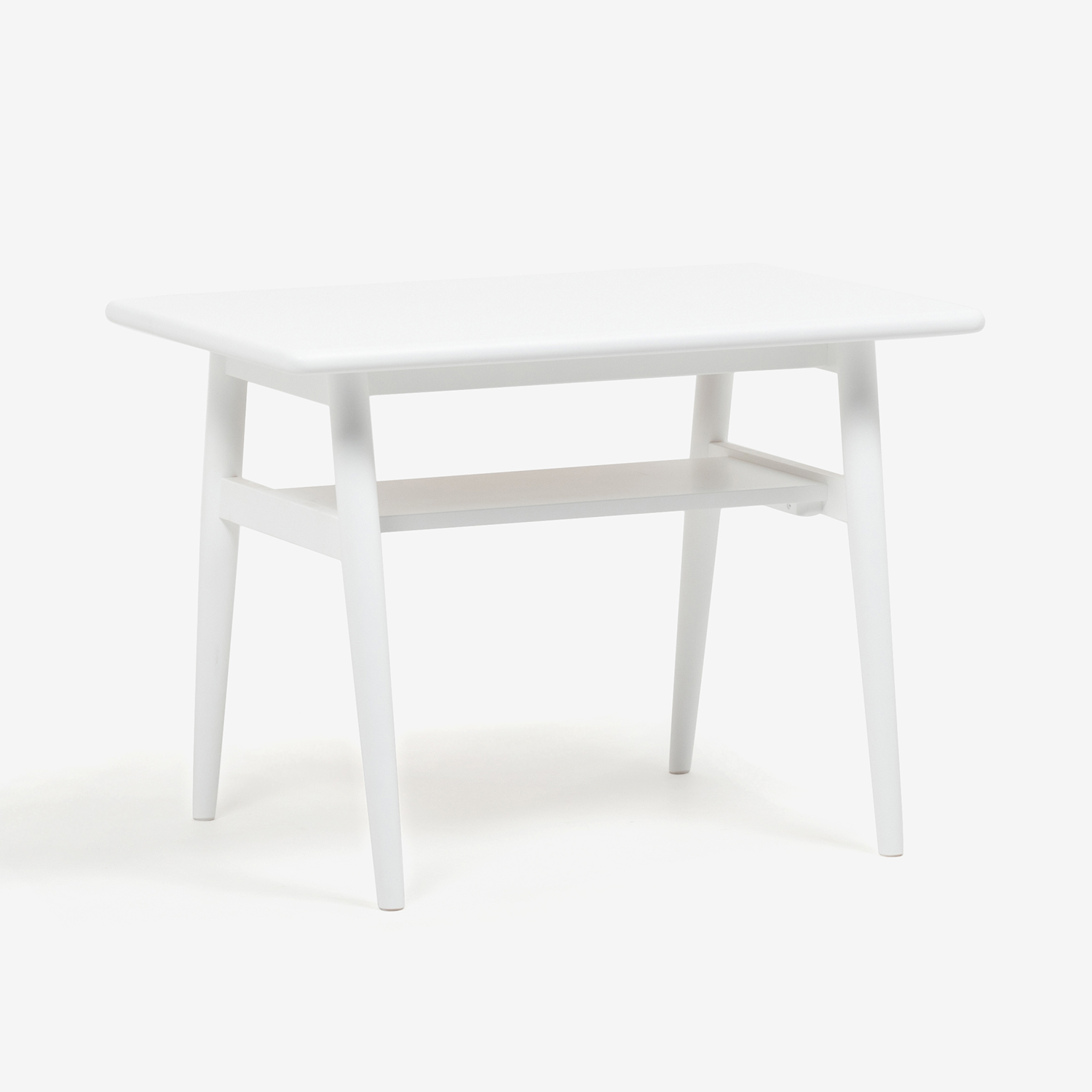 秋田木工 リビング＆ダイニングテーブル 「ティアラ」 引出し付 棚付 ブナ材ホワイト色 [4]