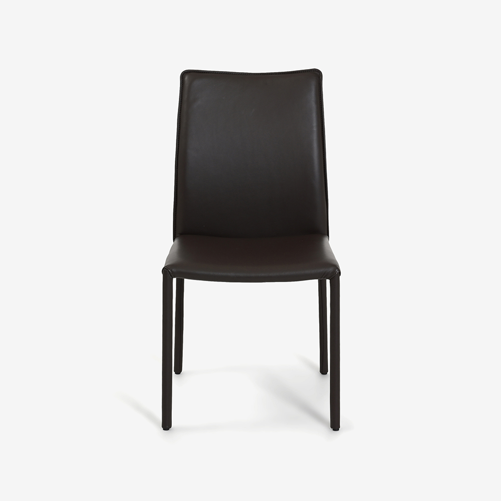 ダイニングチェア「ルッソ」革ダークブラウン色 [2]