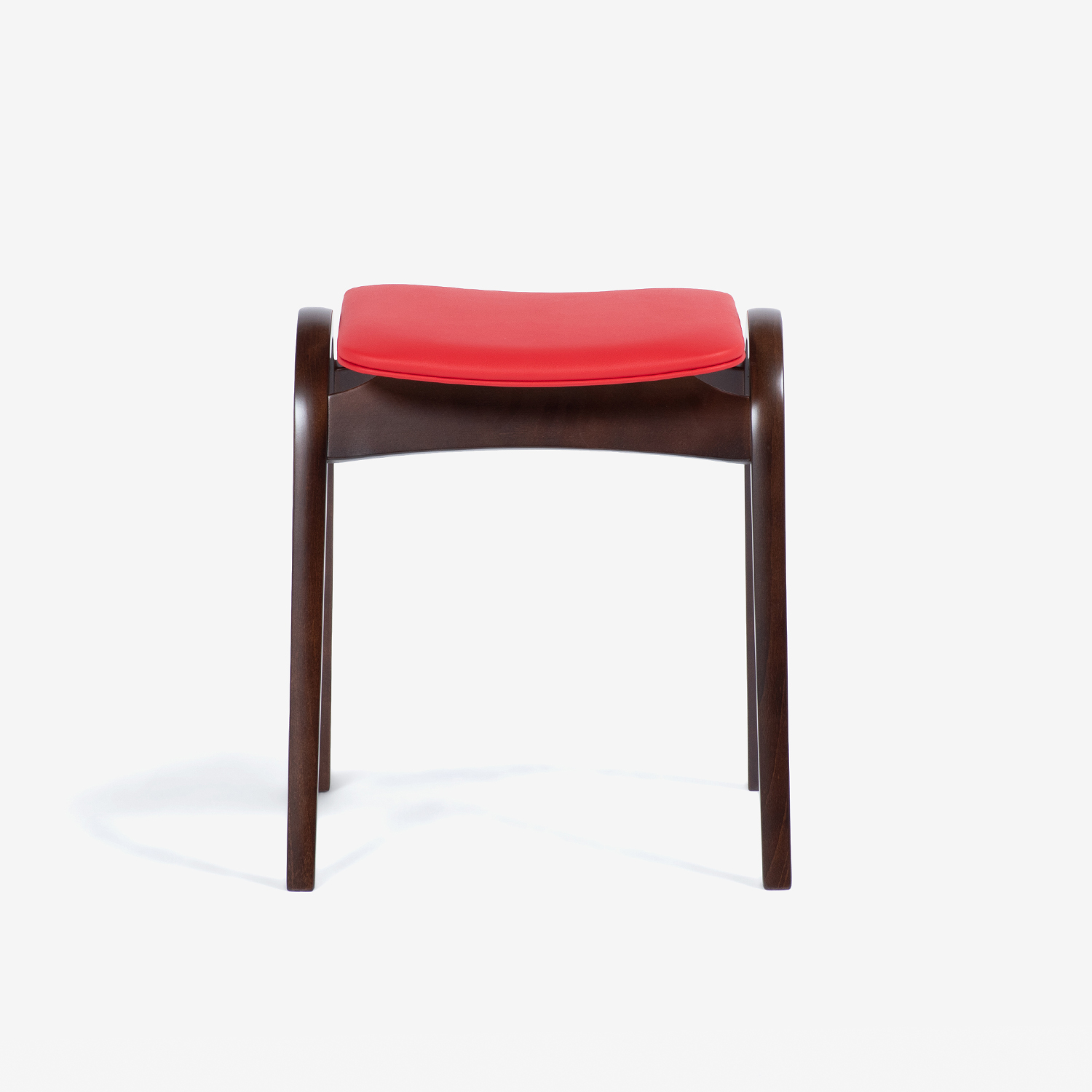 秋田木工 スツール「No.202」ブナ材WNウォールナット色 張地#PVCRED レッド色 [2]