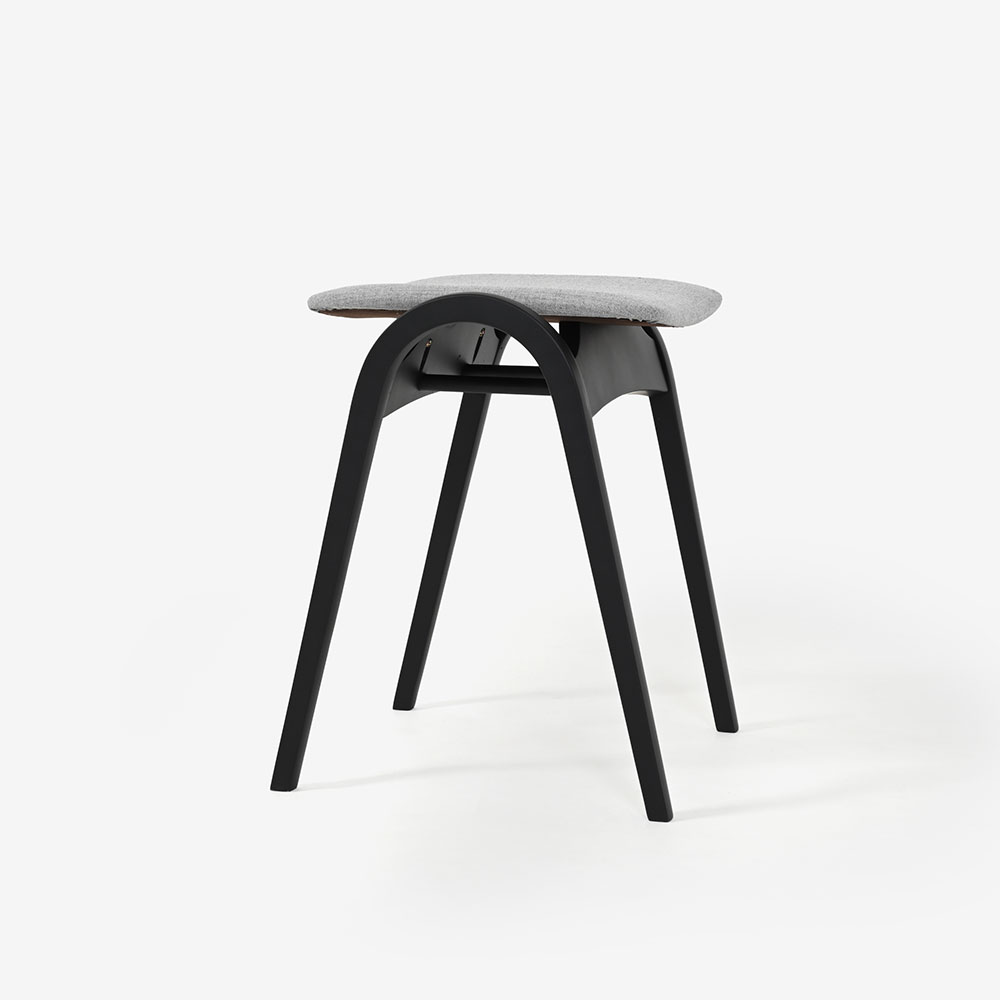 秋田木工 スツール「No.202」ブナ材 WLBK色/張地 布#リミックス0123 [3]