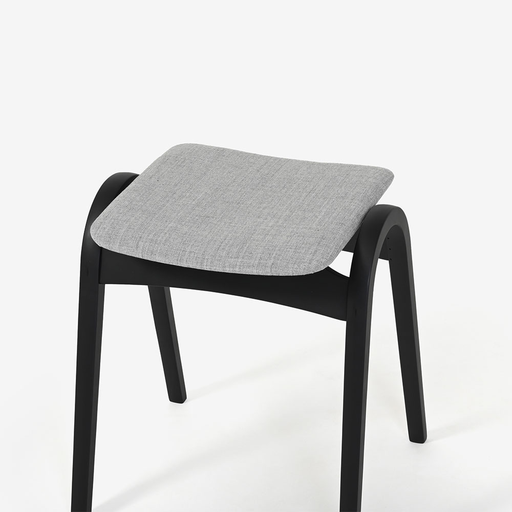 秋田木工 スツール「No.202」ブナ材 WLBK色/張地 布#リミックス0123 [4]