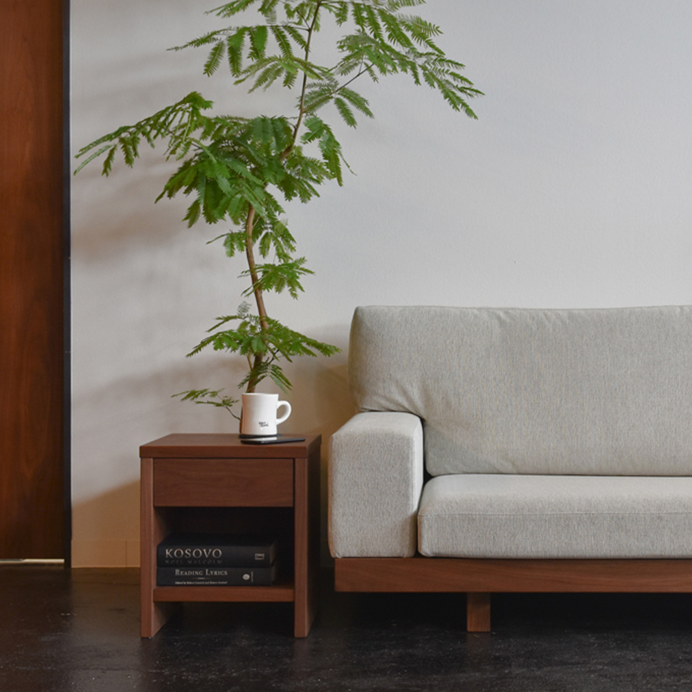 MASTERWAL（マスターウォール）ナイトテーブル「MORELESS モアレス MLNT40-WN」高さ40cm ウォールナット材オイル仕上げ【受注生産品】 [3]