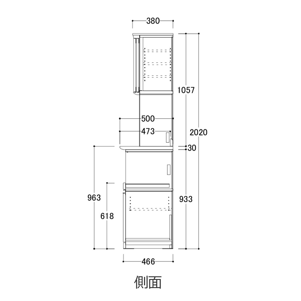 AYANO（綾野製作所）ダイニングボード「スタイン」幅100.2cm 奥行50cm 高さ202cm パールホワイト色 [3]