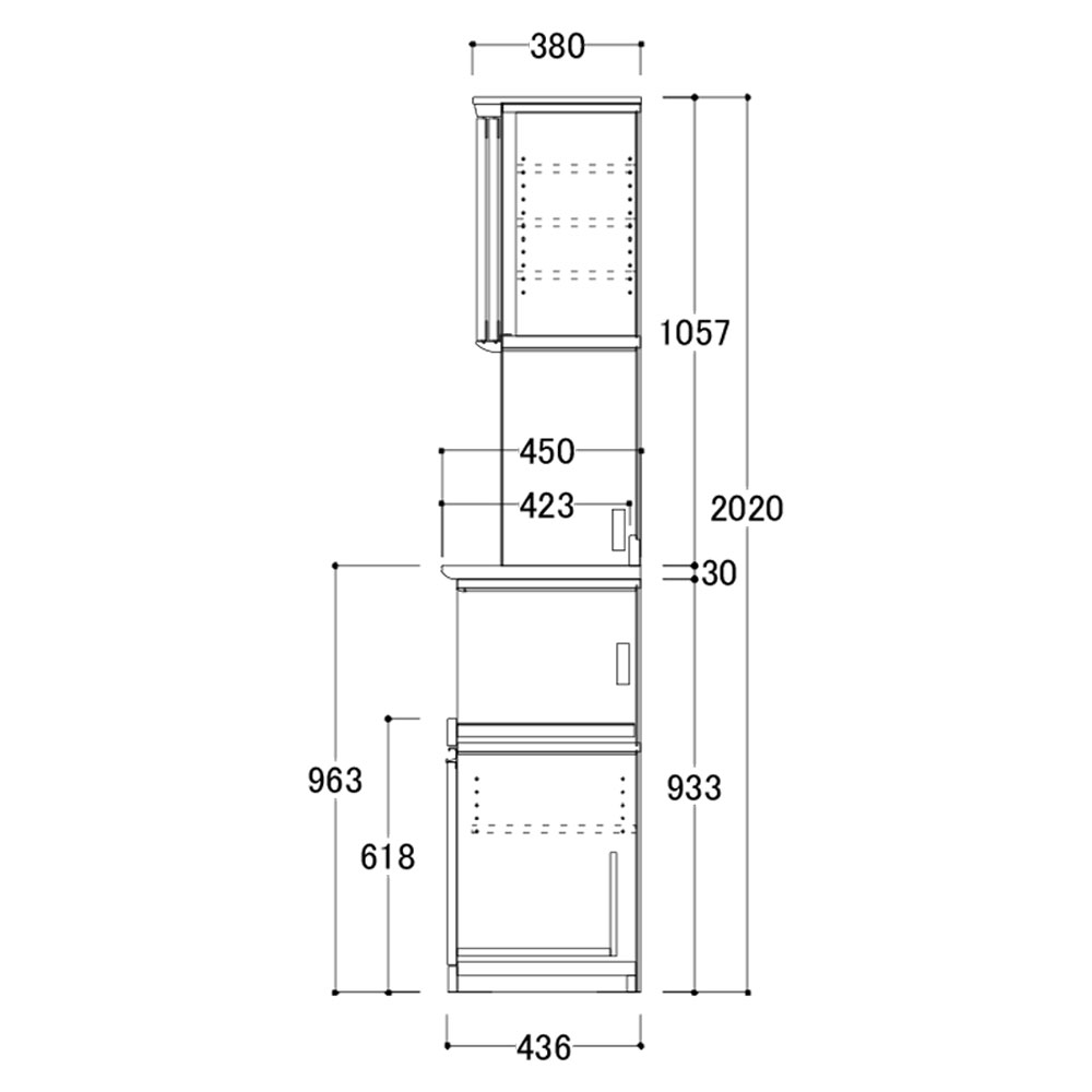AYANO（綾野製作所）ダイニングボード「スタイン」幅120.2cm 奥行45cm 高さ202cm パールホワイト色【受注生産品】【セール対象品のため8%OFF】 [2]