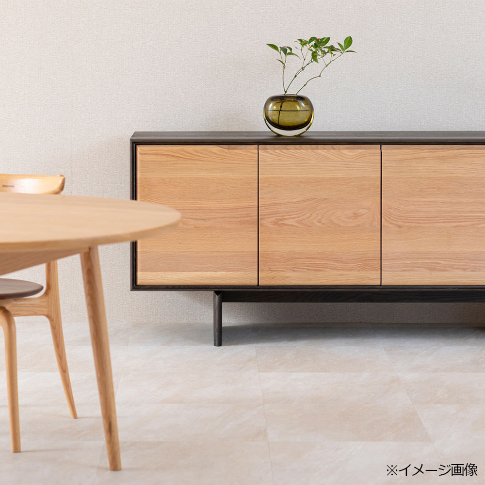 起立木工　サイドボード「FLOW フロー WO/DGY」幅180cm オーク材 ホワイトオーク色／ホワイトアッシュ材 ダークグレー色 [5]