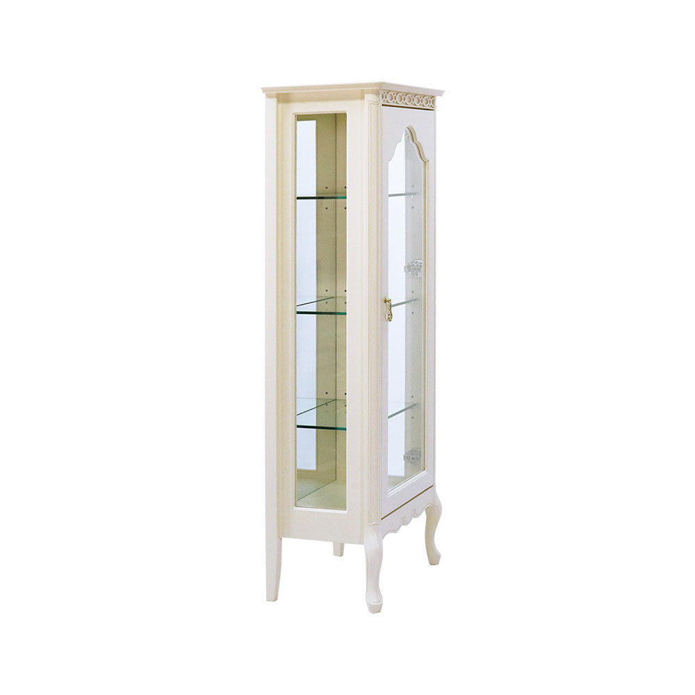 キュリオケース「フルール55 WH」幅55cm リンデン材ホワイトウォッシュ色 [2]