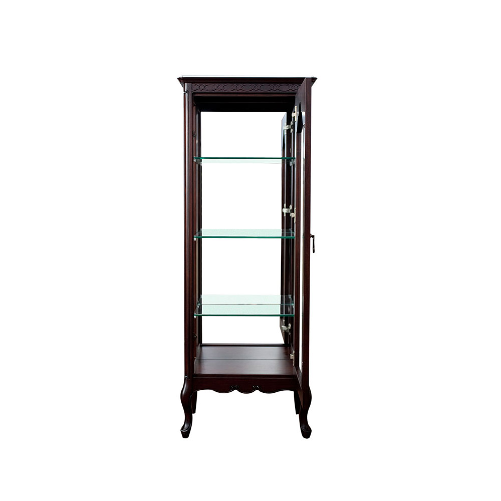 キュリオケース「フルール55 DM」幅55cm マホガニー材ダークブラウン色 [3]