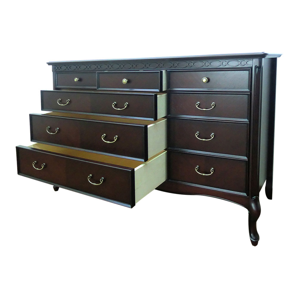 チェスト「フルール120 DM」幅120cm マホガニー材ダークブラウン色 [4]