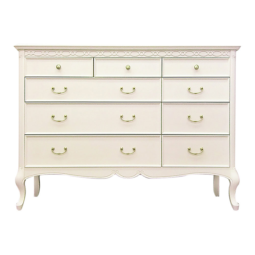 チェスト「フルール120 WH」幅120cm リンデン材ホワイトウォッシュ色 [2]