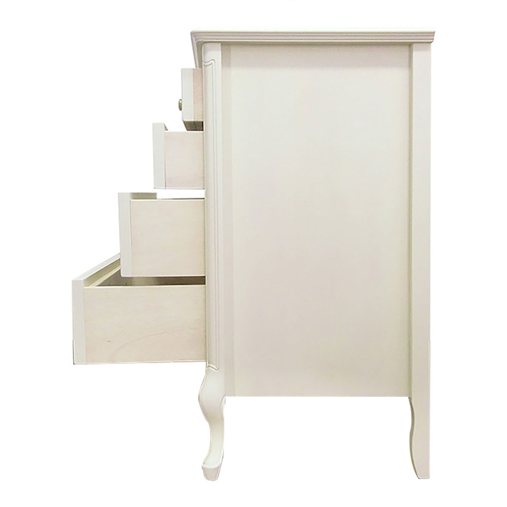 チェスト「フルール120 WH」幅120cm リンデン材ホワイトウォッシュ色 [4]