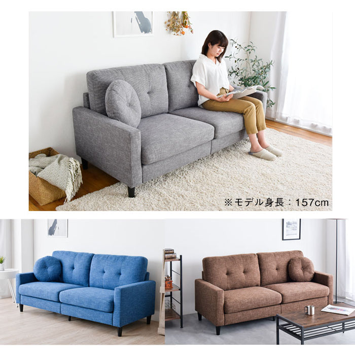《コンパクト梱包》ソファ ポケットコイル クッション付 お掃除楽々 ファブリック生地 3人掛け 肘掛け おしゃれ 北欧 ソファー 肘付き〔66400001〕 [4]