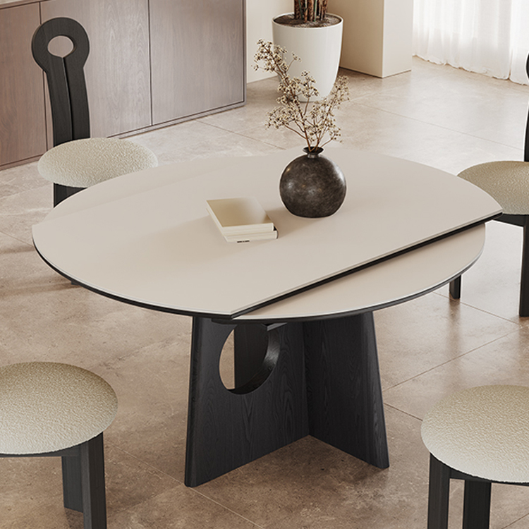 伸縮式ダイニングテーブル 丸テーブル 円形セラミック天板 高級感 hagst-3406 [2]