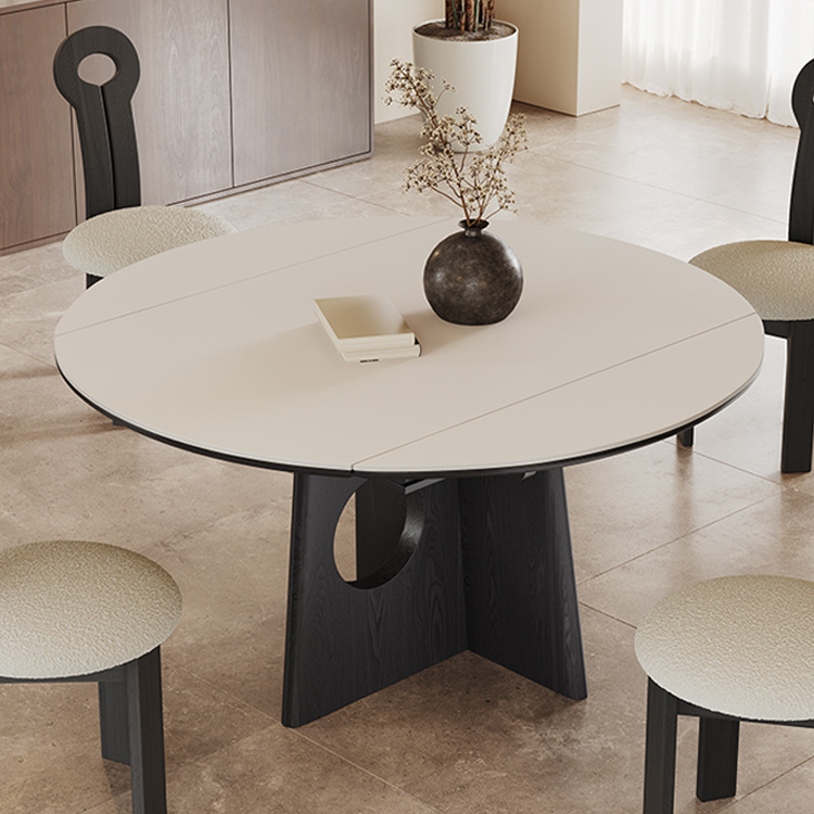 伸縮式ダイニングテーブル 丸テーブル 円形セラミック天板 高級感 hagst-3406 [3]