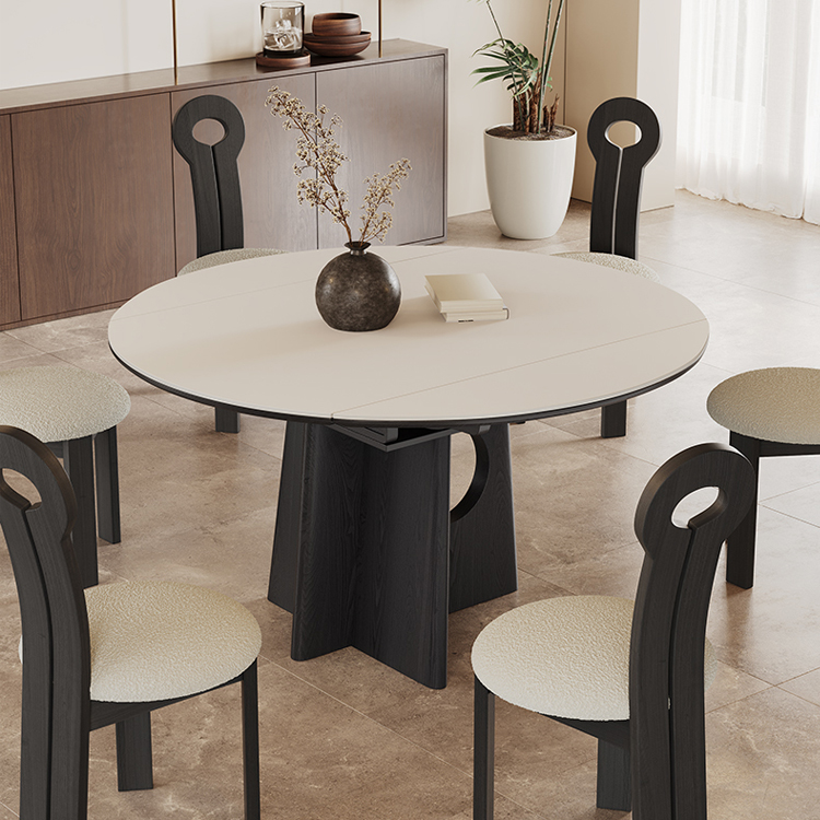 伸縮式ダイニングテーブル 丸テーブル 円形セラミック天板 高級感 hagst-3406 [5]