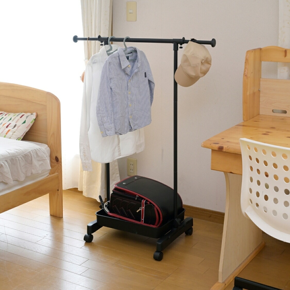 ハンガーラック 耳伸び カゴ付き キャスター付き 幅55.5 奥行38.5 高さ150cm CTH-1B 山善 YAMAZEN【会員登録でクーポンGET】 [4]