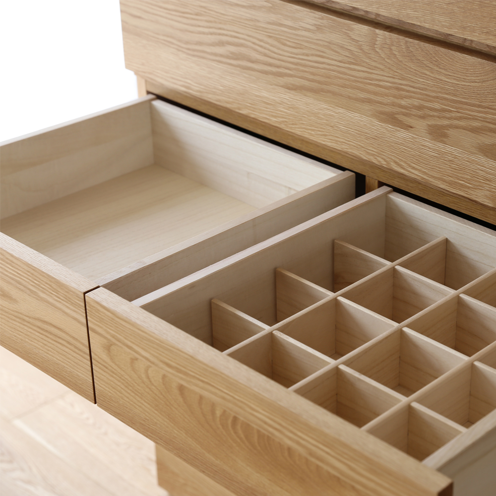 ハイチェスト「レッチェ」幅90cm ホワイトオーク材 [2]