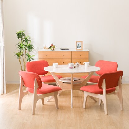 ダイニングテーブル5点セット(LDTリラックスワイド110円形WW/1PチェアWWOR) [2]