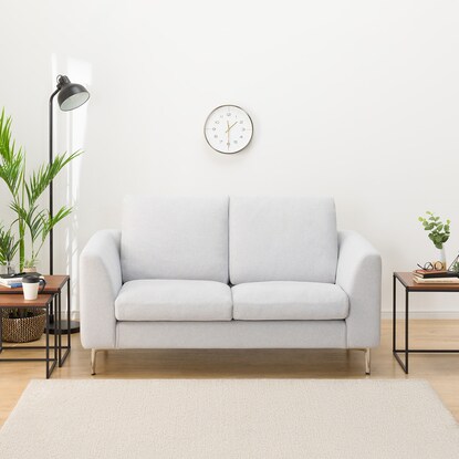 傷･汚れに強いカスタマイズ2人用ファブリックソファ(Nシールド ハードタイプ/ハイタイプスチール脚/ミドル肘 MS02 LGY/SL) [5]